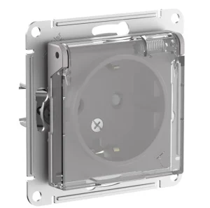 Розетка 1-м СП "AtlasDesign Aqua" 16А с/зазем шторки крышка алюминий ATN440346 (Systeme Electric) *5