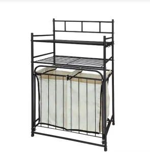 Стеллаж с двойной корзиной для белья 2-х ярусный Исток СК32 черный