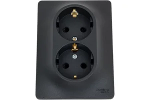 Розетка 2-м "Glossa" 16А с заземл. защ. шторки в сборе антрацит SE GSL000726