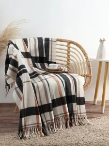 Плед "Этель" Black square 120*120 см, цвет бежевый, 70% полиэстер, 30% вискоза    10865012