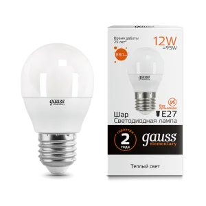 Лампа Gauss Elementary Шар 12W 880lm 3000K Е27 LED *1/10/100