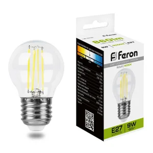 Лампа светодиодная LB-509 Шарик E27 9W 230V 4000K 38004 (Feron) *1