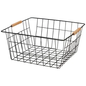 Корзина С Деревянными Ручками Черная 31.5*30.5*15.5 См (Кор=12Шт)