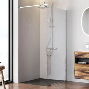 Душевая перегородка Func 100x200, стекло прозр. 8 мм + покрытие, профиль мат хром W84WI-100-F1-MTE*