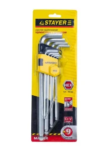 Набор ключей имбусовых длинных сталь CrV 9шт 1,5-10мм Stayer Master  2741-H9-2 *1/10