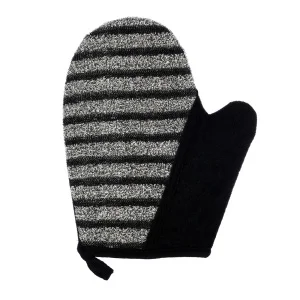 Мочалка "Мужская" варежка, 18х22 см, medium/soft, чёрно-серая, для бани и сауны "Банные штучки" 4126