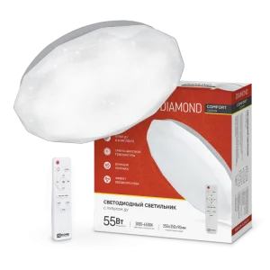 Светильник светодиодный COMFORT DIAMOND 55Вт 3000-6500К 4400лм 230В 330х80мм с пультом ДУ 4690612035