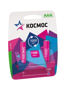 Аккумулятор AAA/R03 Ni-MH BP-2 (упак 2 шт) 1100mA KOCR03NIMH Космос