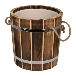 Запарник 10 л, с пластиковой вставкой, обожжённая липа, "Банные штучки" */1
