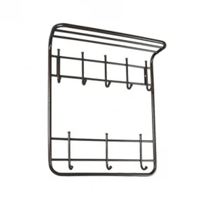 Вешалка с полкой 2х ярусная  60см 8 крючков коричневый