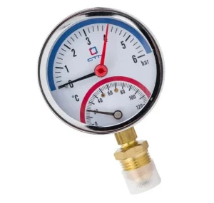 Термо-манометр радиального подключения 1/4", измерениедо 6 бар; до +120°С CTM14R06 (СТМ)