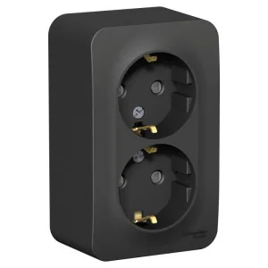 Розетка 2-м ОП BLANCA 16А 250В защ. шторки с заземл. изол. пласт. антрацит SchE BLNRA011216