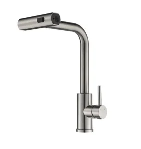 Смеситель для кухни одноручный гибкий выдвижной излив Shevanik S263L сатин