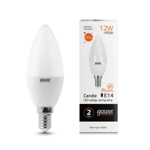Лампа Gauss Elementary Свеча 12W 880lm 3000K Е14 LED *1/10/100
