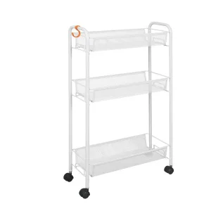 Этажерка "Ладья 1К" 3 полки на колесиках белый