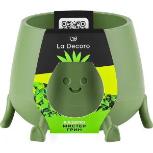 Кашпо д/цветов пласт. "Мистер Грин" 0,6л оливковый КШ-1846 (La Decoro) *1