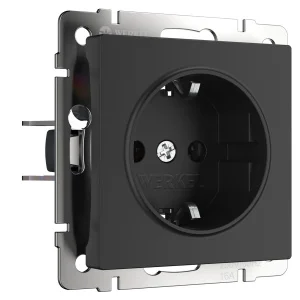 Розетка Werkel с заземлением (черный матовый) W1171008