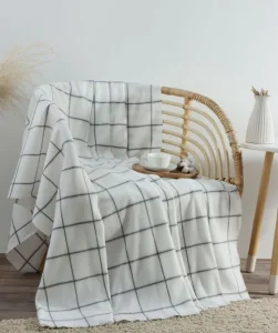 Плед Экономь и Я "Клетка" 150×130см цв. белый 100% п/э, флис 160 г/м² 9849864 *1