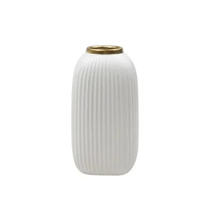 Ваза декоративная Шарм 110х110х200мм, белый, золотой Cha33 *1