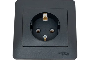 Розетка 1-м СП "Glossa" 1мод. 16А IP20 с заземл. в сборе антрацит SE GSL000742