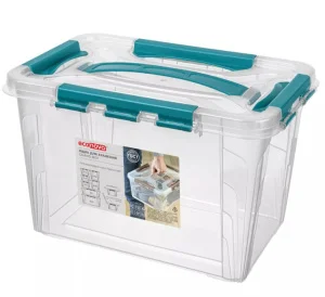 Ящик для хранения с замками и ручкой Grand Box 290х190х180мм 6,65л голубой