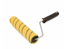 Ролик 25 см, желтый, черные полосы, полиэстер, ручка 8 мм, 84497750