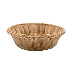 Корзина настольная круглая "Полиротанг", Д250 Ш250 В70, бежевый Zong-06