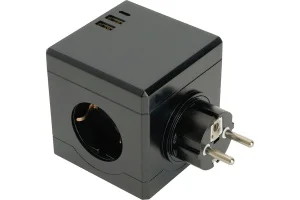 Разветвитель 3-м 250В,16A, 2хUSB A+Type C,черный ADP16-33-22 Stekker *1