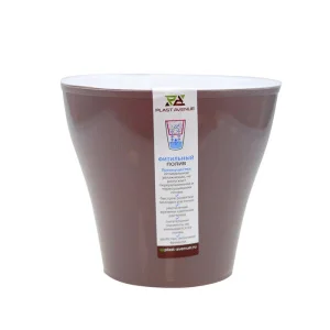 Кашпо д/цветов пласт. "Афина" 1,0л d=140 мм h=120мм со вставкой и фитильным поливом сирень (ПА) Д5063 *1