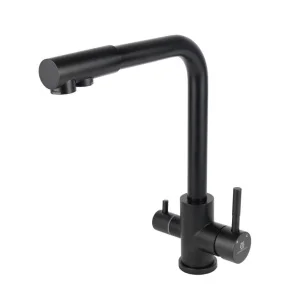 Смеситель для кухни Wasser Zimmer ZM-6607B-H с подключением к фильтру питьевой воды черный SUS304