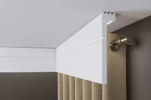 Плинтус карнизный из полимера ультравысокой плотности 3 UHD 01/110L, белый, 2м