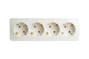 Розетка 4-м "София" ОП с/з 250В 16А IP20 белый MST16-14-01 Stekker *1