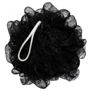 Мочалка-бант для душа "Гигант", d-15 см, 80 г, soft, 2 цвета (чёрный, серый), для бани и сауны "Банн