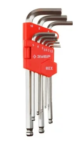 Набор ключей имбусовых длинных с шариком сталь CrV 9шт 1,5-10мм Stayer Master  27461-2_z02 *1/10