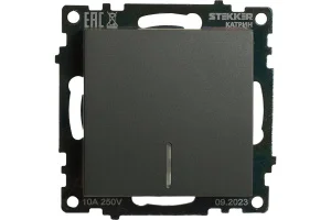 Выключатель 1-кл "Катрин" c индикатором (механизм) 250В 10А графит GLS10-7101-06 Stekker *1