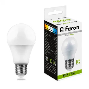 Лампа светодиодная, (5W) 230V E27 4000K G45, LB-38