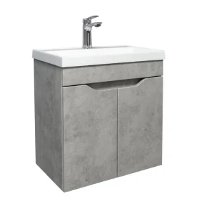 Комплект мебели подвесной Arona 50 с дверцами, фасад МДФ с вырезами (под Слим 50/Altais 35), Бетон лофт AR-T50-Be