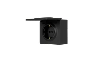 Розетка 1-м LETO с заземл. с крышкой ПБТ черный бархат Lezard 752-4200-123B