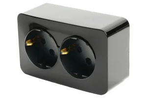 Розетка 2-м "София" ОП с/з 250В 16А IP20 черный MST16-12-02 Stekker *1