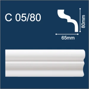 Плинтус потолочный экструзионный С05/80 2м (80х65мм) Солид
