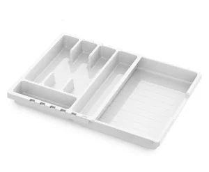 Лоток для столовых приборов раздвижной "Смарт" белый С424БЕЛ