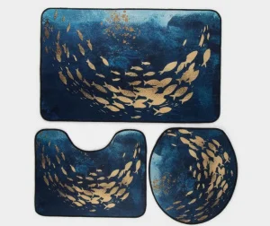 Набор ковриков для ванны и туалета 3шт 50х80, 50х40, 40х43см Рыбки 6850658