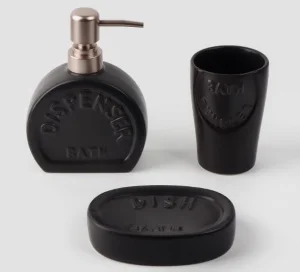 Набор аксессуаров для ванной комнаты "Легенда" (керамика, пластик 3 предмета) серый 5459651 (Savanna) *1