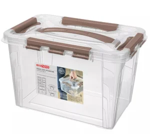 Ящик для хранения с замками и ручкой Grand Box 290х190х180мм 6,65л коричневый
