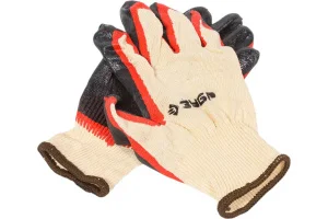 Перчатки х2 Защита, L-XL х/б с двойным латексным обливом, повышенной износостойкости, 13 класс Зубр