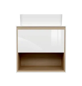 Тумба под раковину подвесная Cersanit Louna 60 SP-SZ-LOU60-BL/Wh со столешницей белый