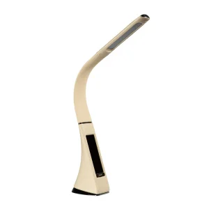 Светильник настольный TLD-542 Cream/LED/300Lm/5000K/Dimmer c часами, календарем, термометром, 5W. Сенсорный выключатель. Кремовый (стилизован под кожу