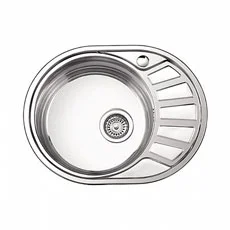 Мойка LEDEME врезн. овальная  из нерж. стали ЛЕВАЯ, глянцевая, глубина 170мм, толщина 0,6 мм, с сифо
