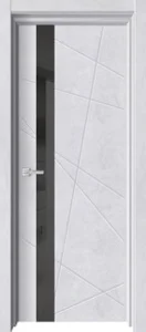 Дверь межкомнатная ДвериГУД Торонто-1 600х2000мм Бетон снежный Лакобель черная