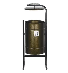 Урна для мусора 21л "Космос" круглая с крышкой и пепельницей бронза Ц1550 *1